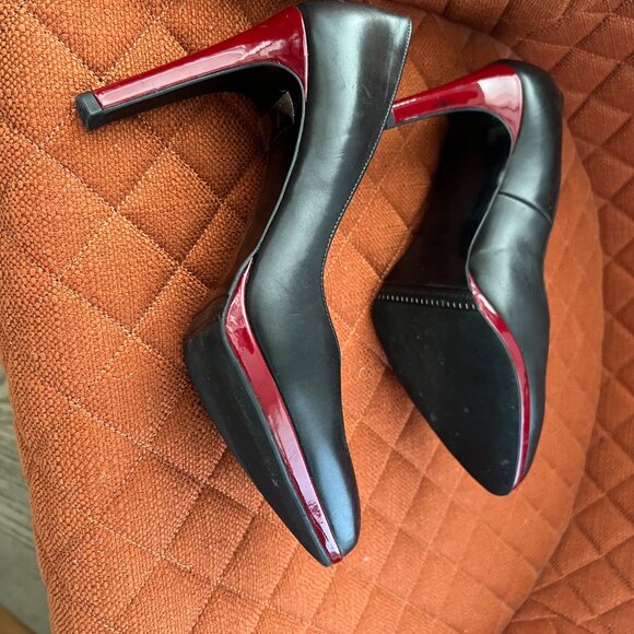 Peter Kaiser Black Leather with slight platform glossy deep red High Heel Pumps - Picture 1 of 4